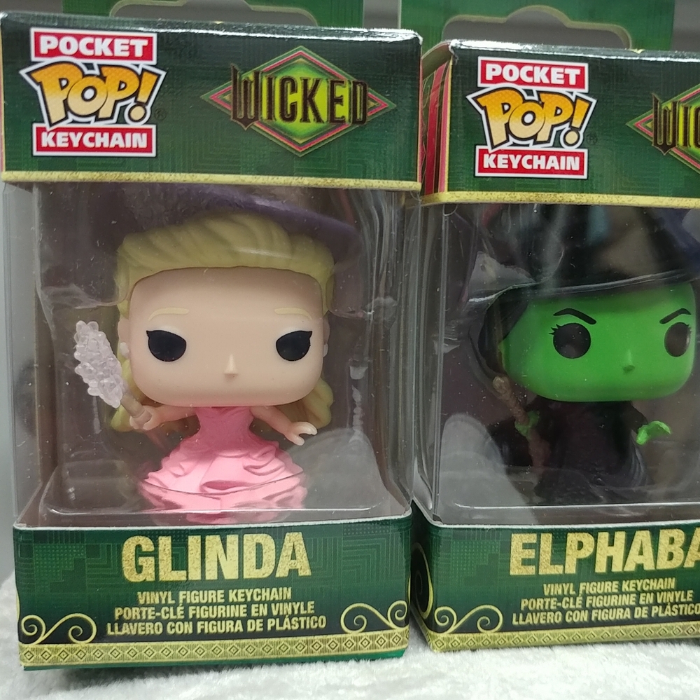 2 Set Wicked Keychain Glinda Keychain Elphaba Keychain Wicked Movie Pocket Pop! - Picture 11 of 13